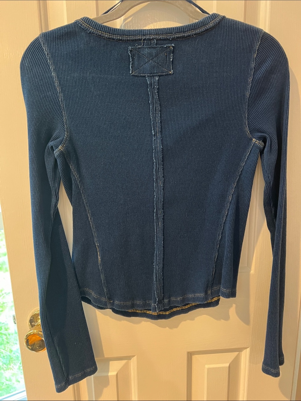 Free People Deep Navy Ribbed Scoop-Neck Long Sleeve Top - Picture 5 of 5